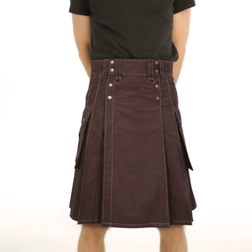 Men’s Brown Utility Kilt Cargo Style with 6 Pockets